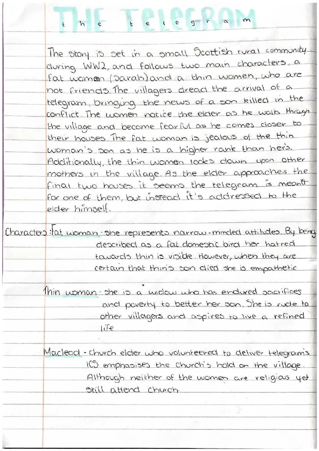 The Telegram by Iain Crichton Smith - Summary, Quotes, and Questions PDF