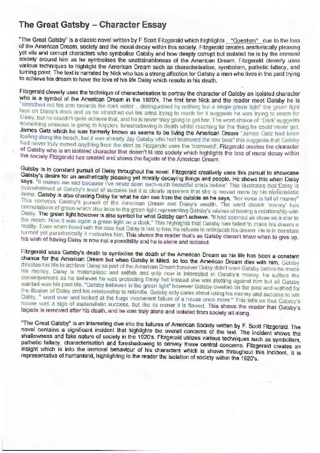 Jay Gatsby Character Analysis Essay - Symbolism, Quotes, and The American Dream