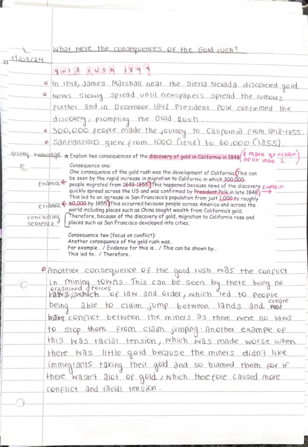 theam
1) Explain two consequences of
Write a narrative account
2x4marker
analysing & marker
3) 2x Explain the importance of the for the... 2