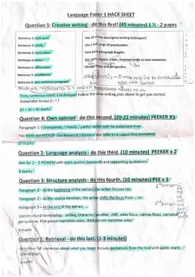 Know English language paper 1 and 2 hack sheets thumbnail