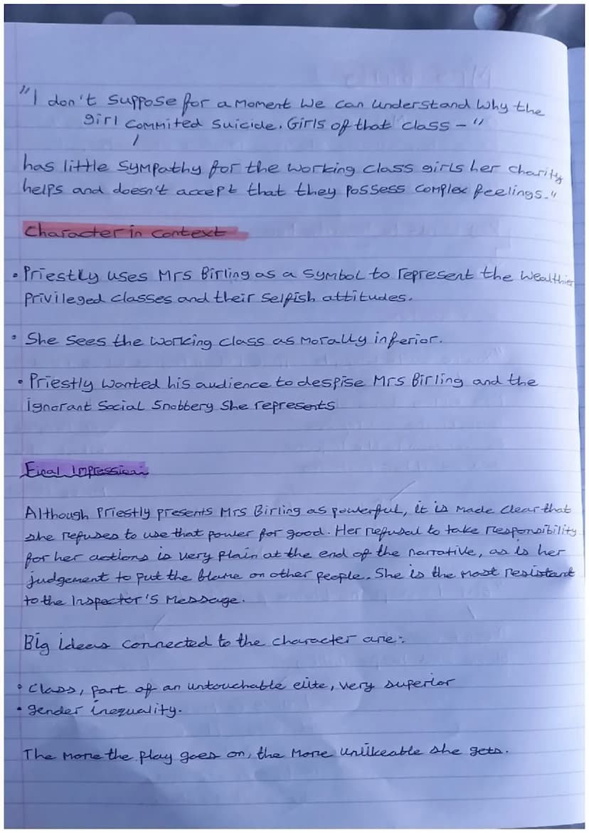 Mr Birling
Overview: Mr Birling is the head of the Birling household.
He has made himself Very wealthy by being
a 'hard-headed'
business man