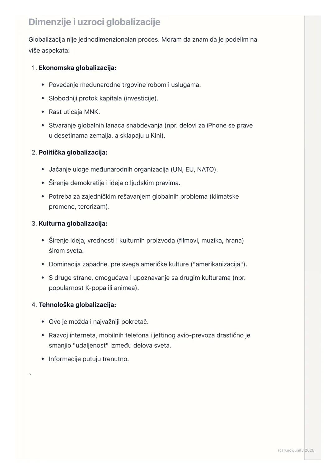 # Globalizacija

Uvod u pojam globalizacije

Globalizacija je proces kojim svet postaje sve povezaniji. To nije samo
ekonomski fenomen, već 