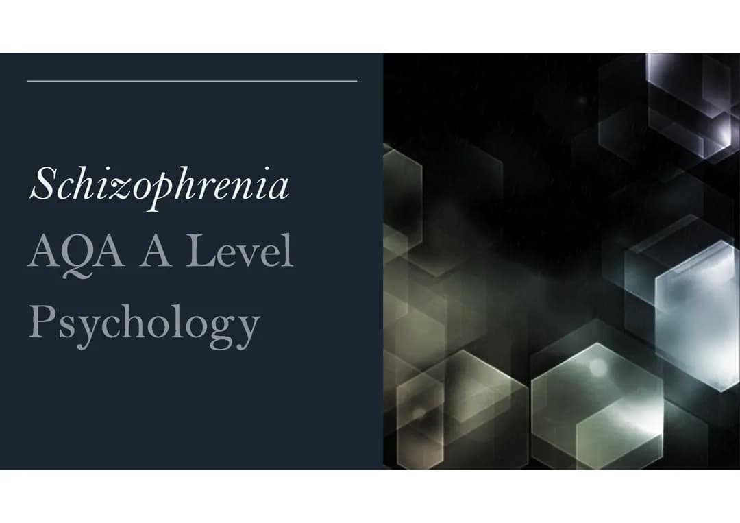 Schizophrenia AQA A Level Psychology 