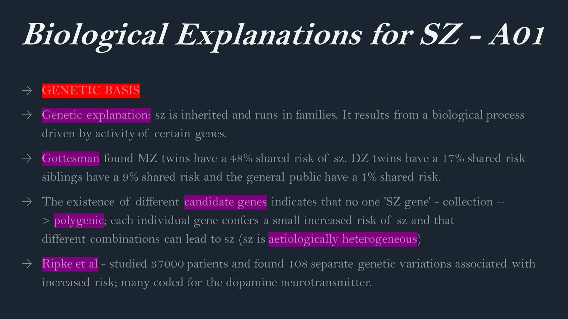 Schizophrenia
AQA A Level
Psychology Classification of SZ - A01
→ DSM used for classification (ICD can be used too). For the DSM, at least o