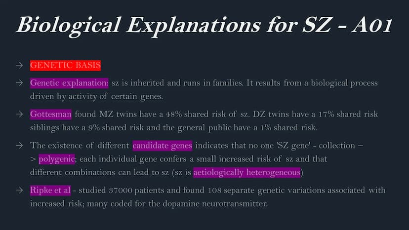 Schizophrenia
AQA A Level
Psychology Classification of SZ - A01
→ DSM used for classification (ICD can be used too). For the DSM, at least o