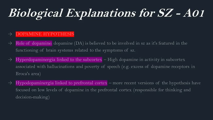 Schizophrenia
AQA A Level
Psychology Classification of SZ - A01
→ DSM used for classification (ICD can be used too). For the DSM, at least o