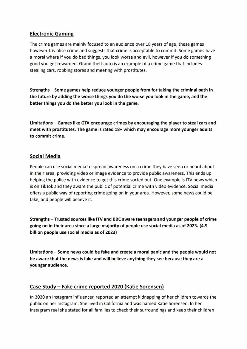 Unit 1.4 - Describe media Representation of crime.
ALL MEDIA IN THE LIST MUST BE COVERED IN THE ASSESMENT QUESTION (35 MINUETS
AND 6 MARKS) 