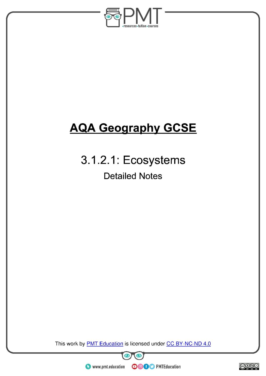 Aqa Geography GCSE Ecosystems: Food Webs and Living World Topics