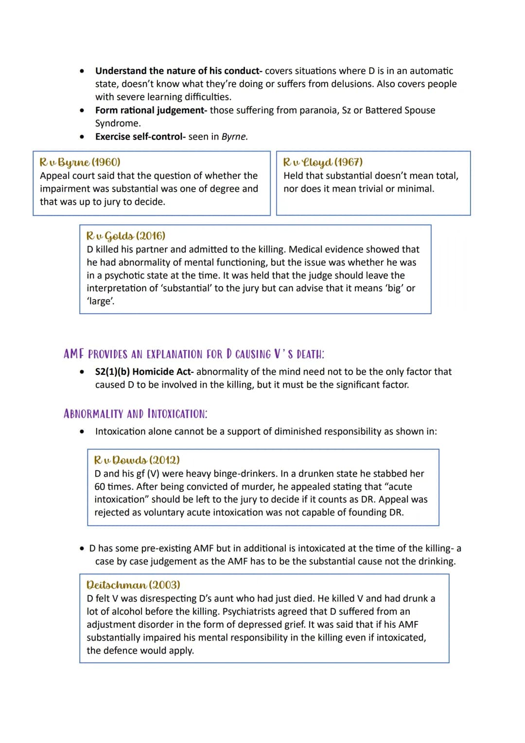 Voluntary
Manslaughter
Diminished
Responsibility Definition of voluntary manslaughter:
It arises when murder has been satisfied but a partia