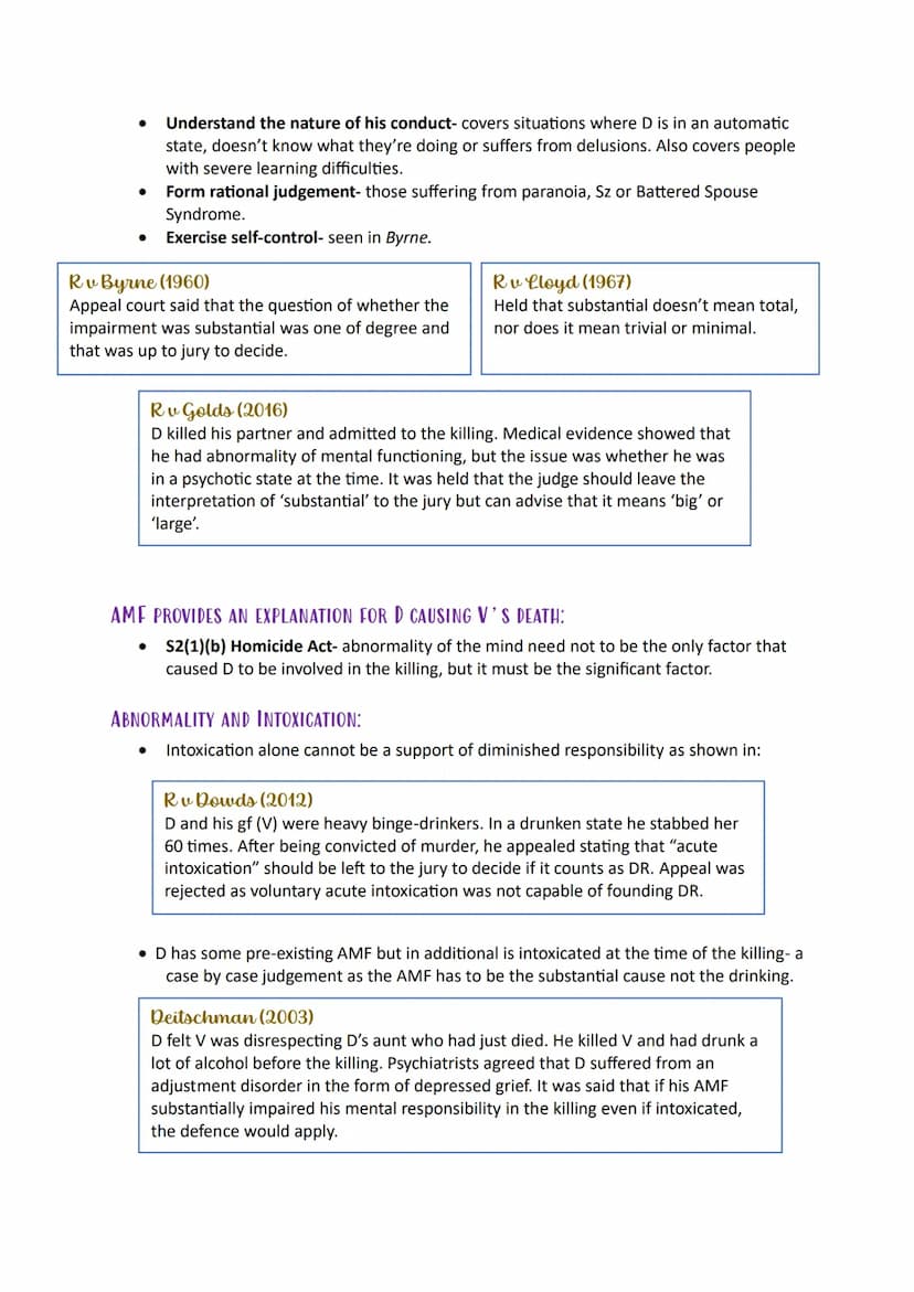 Voluntary
Manslaughter
Diminished
Responsibility Definition of voluntary manslaughter:
It arises when murder has been satisfied but a partia