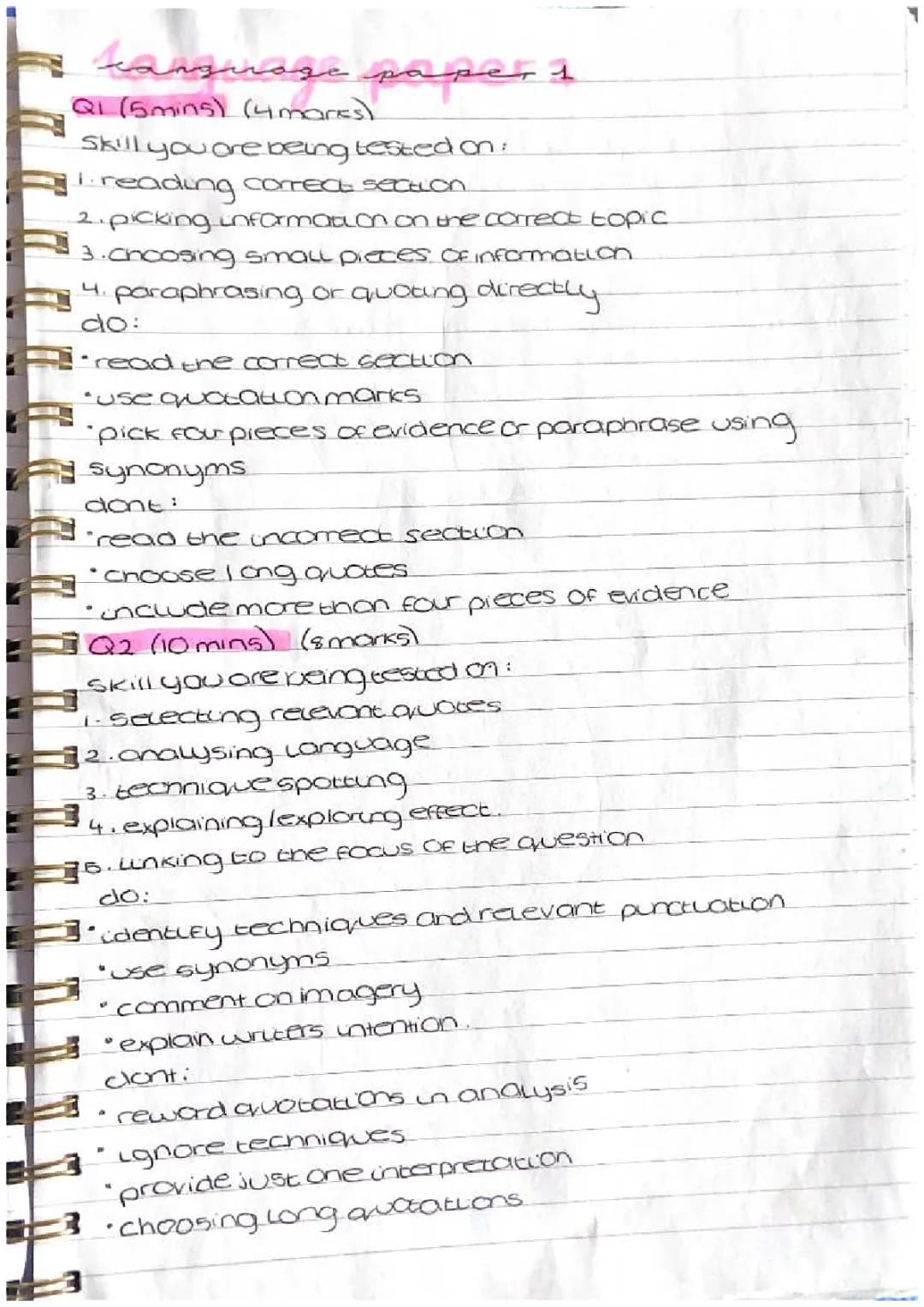 Easy Tips for English Language Paper 1 and 2 - GCSE and AQA Model Answers