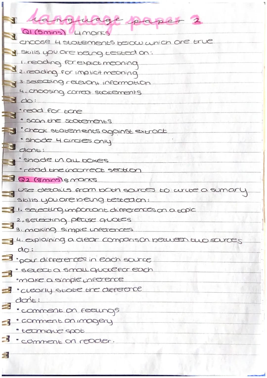 T
kansuage paper &
сде
QI (5mins) (4 marks)
Skill you are being tested on:
1.reading correct section
2. picking information on the correct t