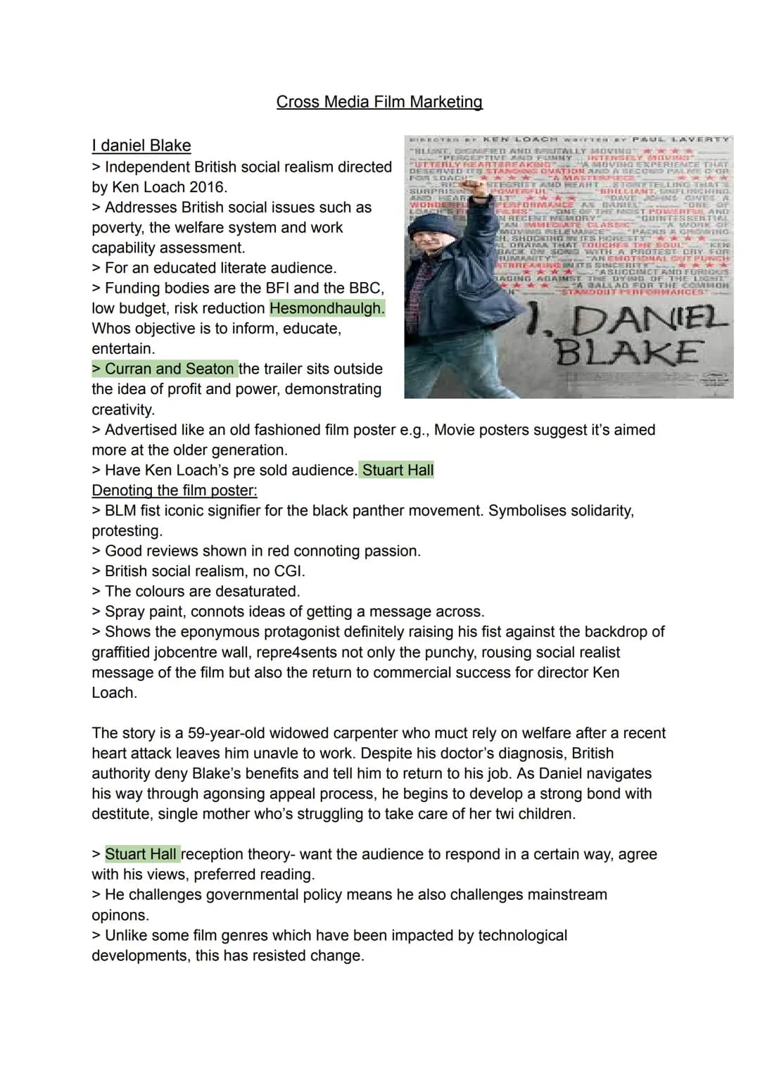# Cross Media Film Marketing

I daniel Blake
> Independent British social realism directed
by Ken Loach 2016.
> Addresses British social iss