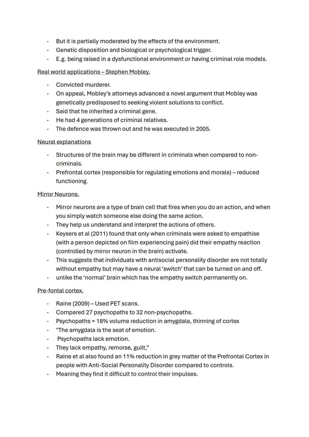 Forensic psychology topic notes
A01-What is crime?
Crime can be defined as any act which breaks the law and therefore warrants
some form of 