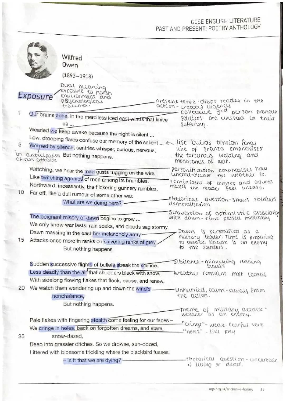 Exposure Poem by Wilfred Owen: Summary and Analysis for Kids