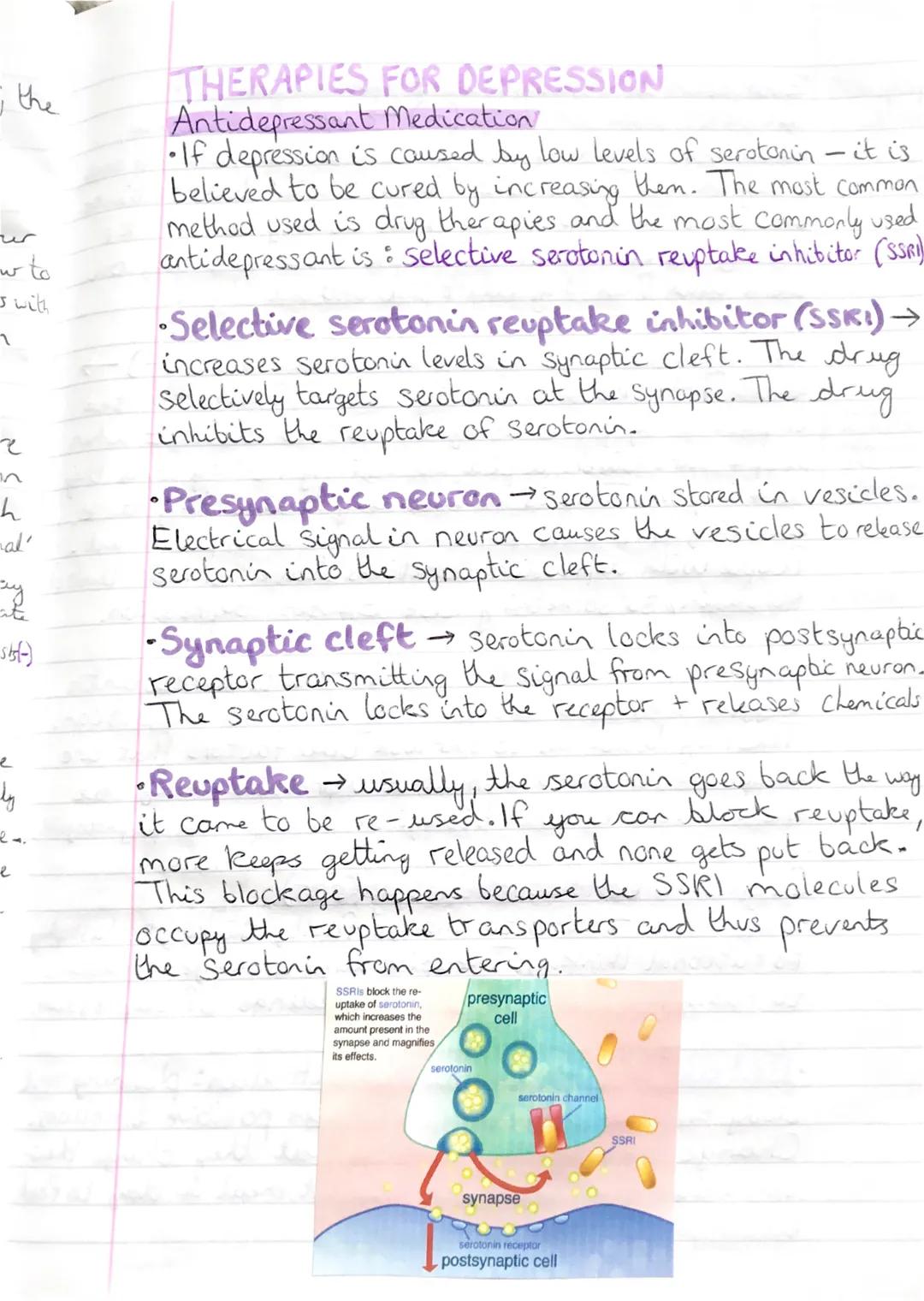 the

ur
w to
Jwith
2
A
h
2
ly
al'
5)
24.
e
THERAPIES FOR DEPRESSION
Antidepressant Medication
•If depression is caused by low levels of sero