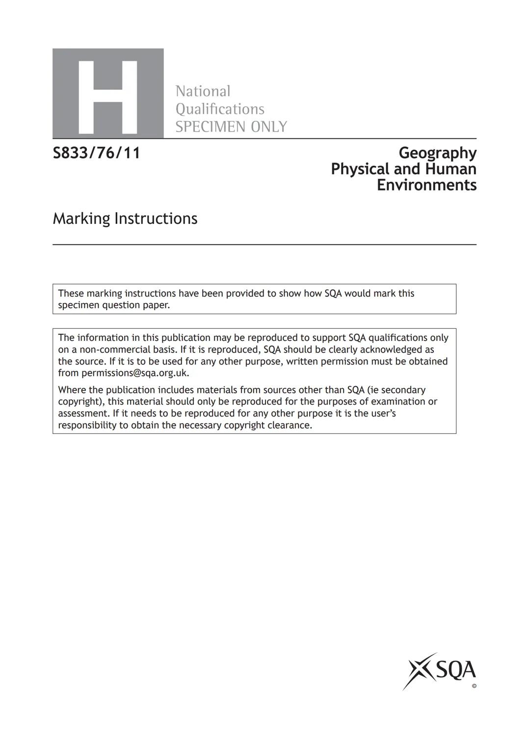H
S833/76/11
National
Qualifications
SPECIMEN ONLY
Date Not applicable
Duration - 1 hour 50 minutes
Total marks - 100
SECTION 1 - PHYSICAL E