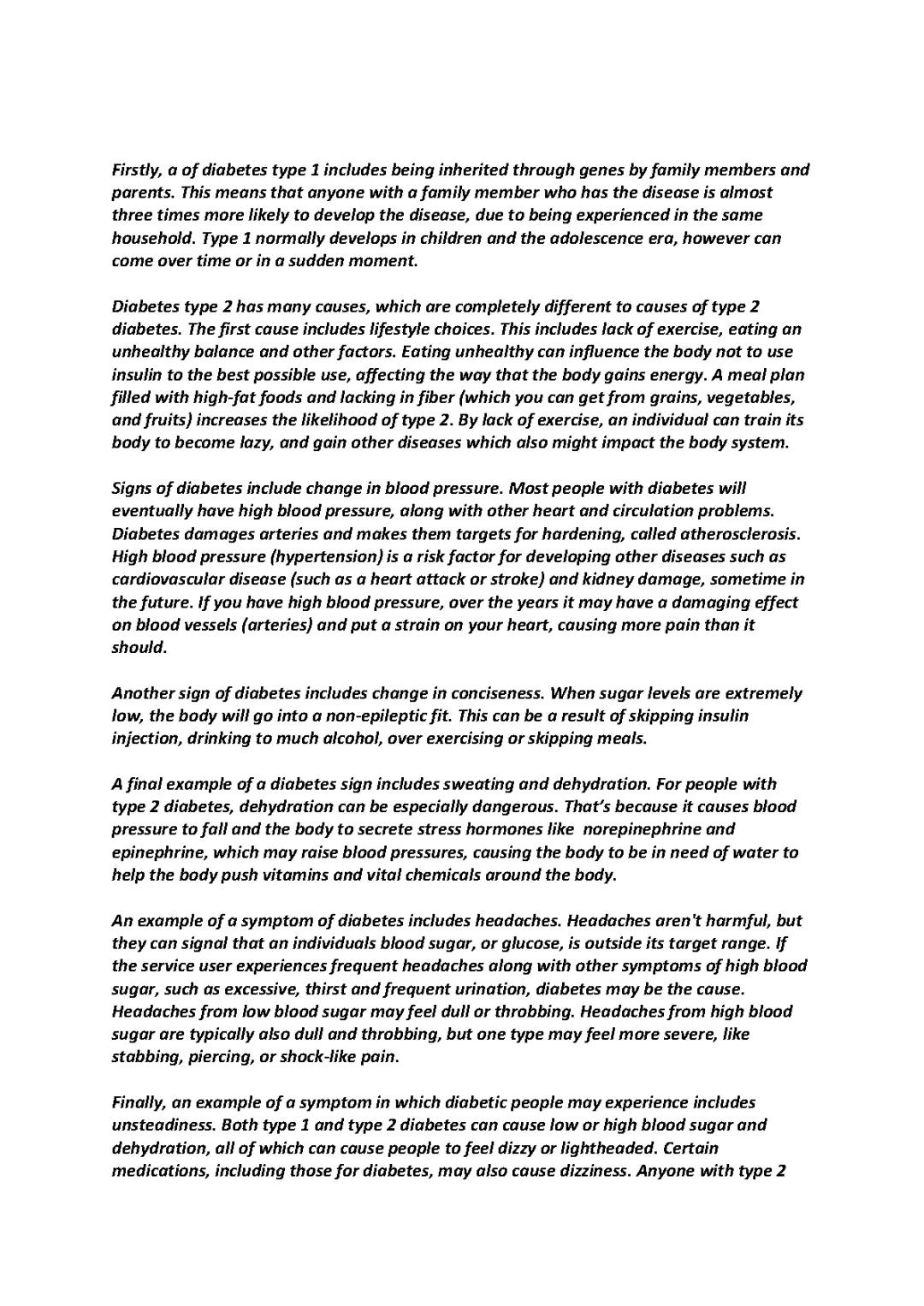 Level three health and social care unit 14 diabeties