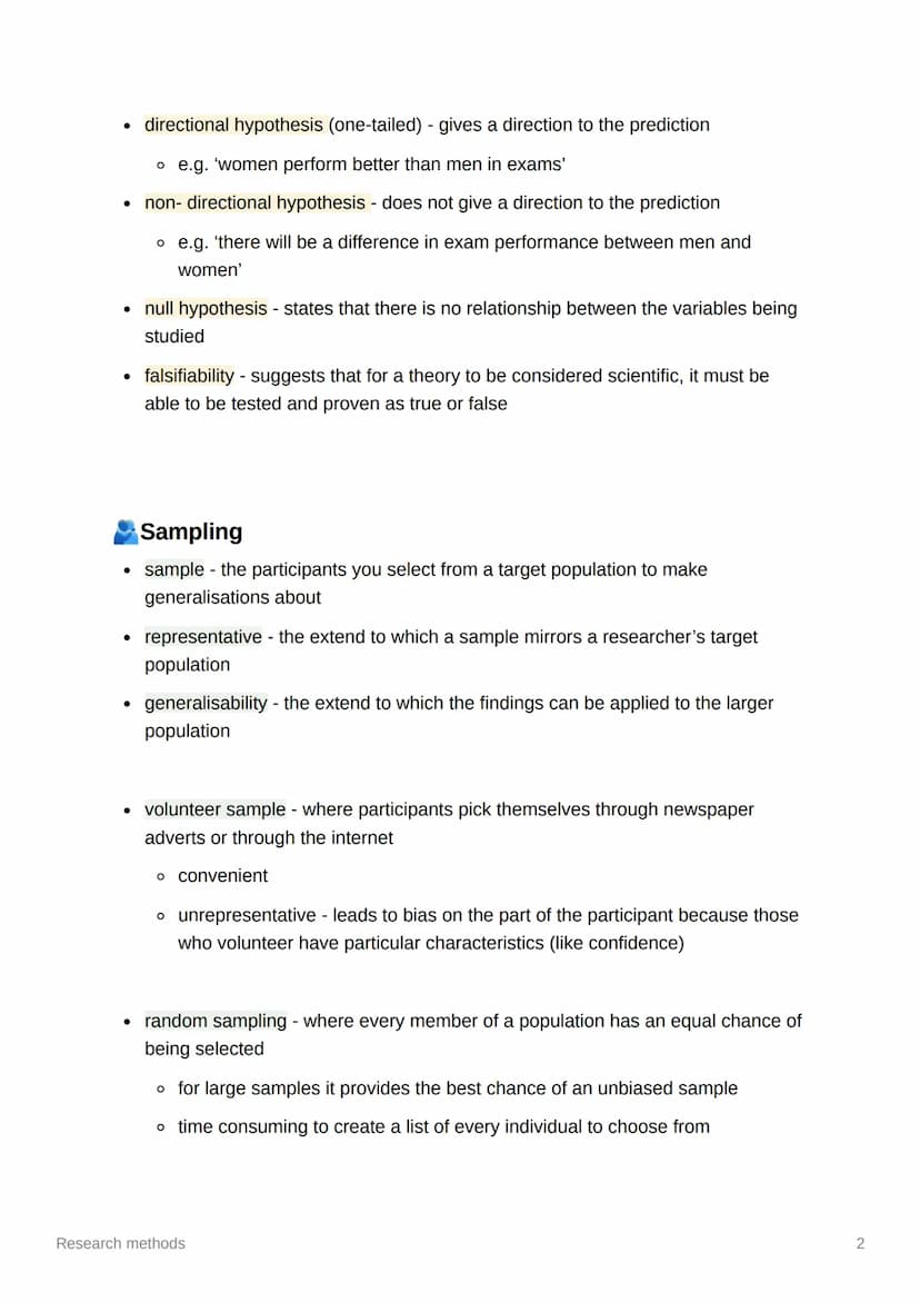 Research methods
Key terms
• extraneous variables - variables that may have an effect on the DV if not
controlled
• confounding variables - 