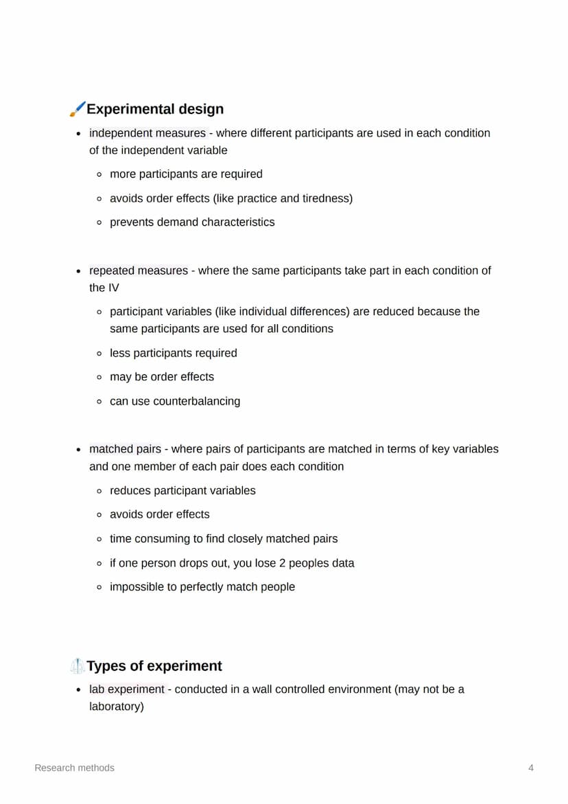 Research methods
Key terms
• extraneous variables - variables that may have an effect on the DV if not
controlled
• confounding variables - 
