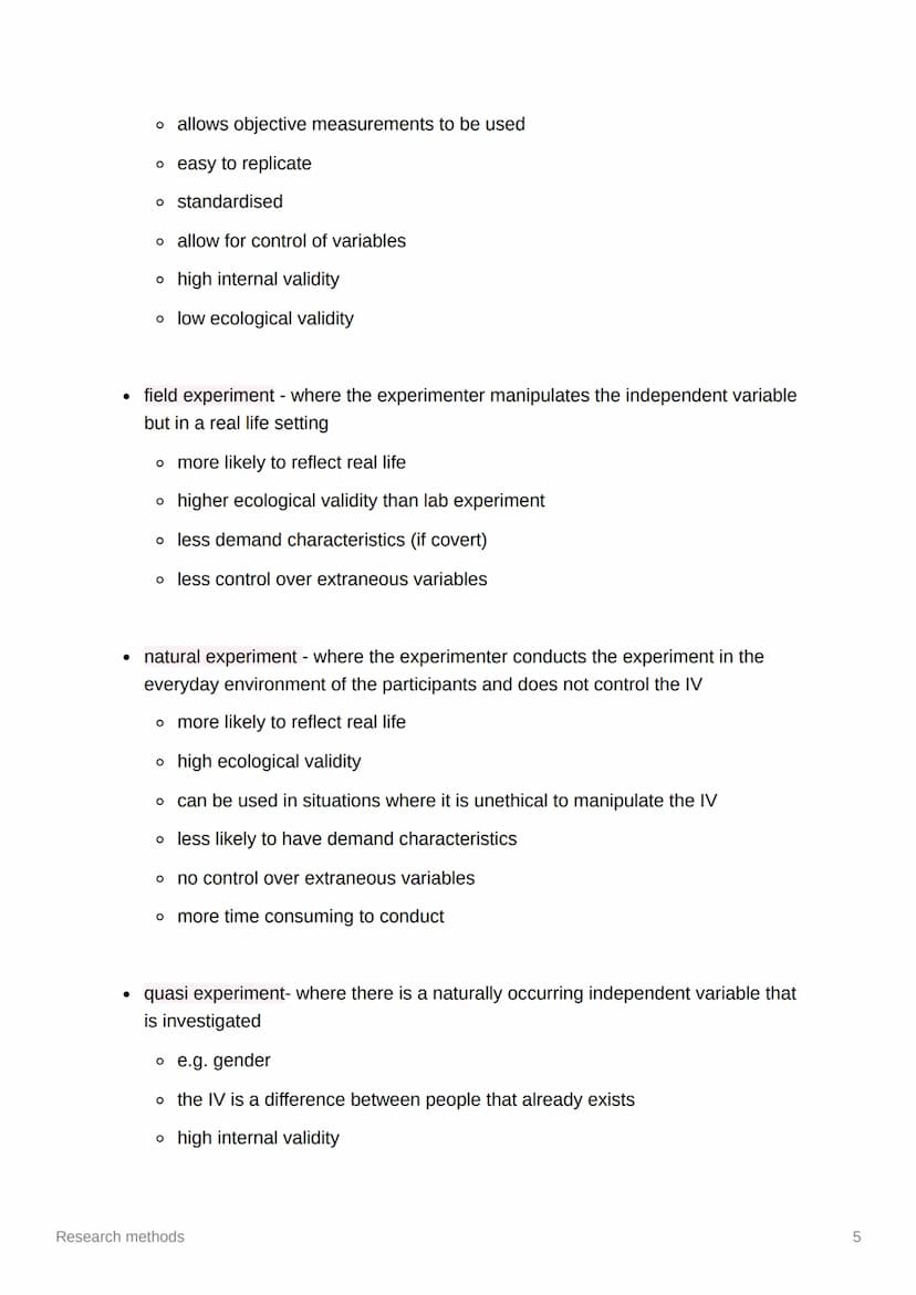 Research methods
Key terms
• extraneous variables - variables that may have an effect on the DV if not
controlled
• confounding variables - 