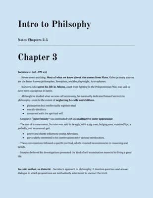 Know  Intro to Philosophy Notes Chapters 3 - 5  thumbnail