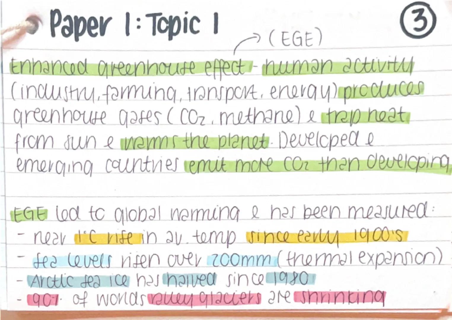 # Paper 1: Topic 1
Heat distributed by ① pressure differences and
② Ocean currents
① land & sea heat up differently
② cold, salty water sink