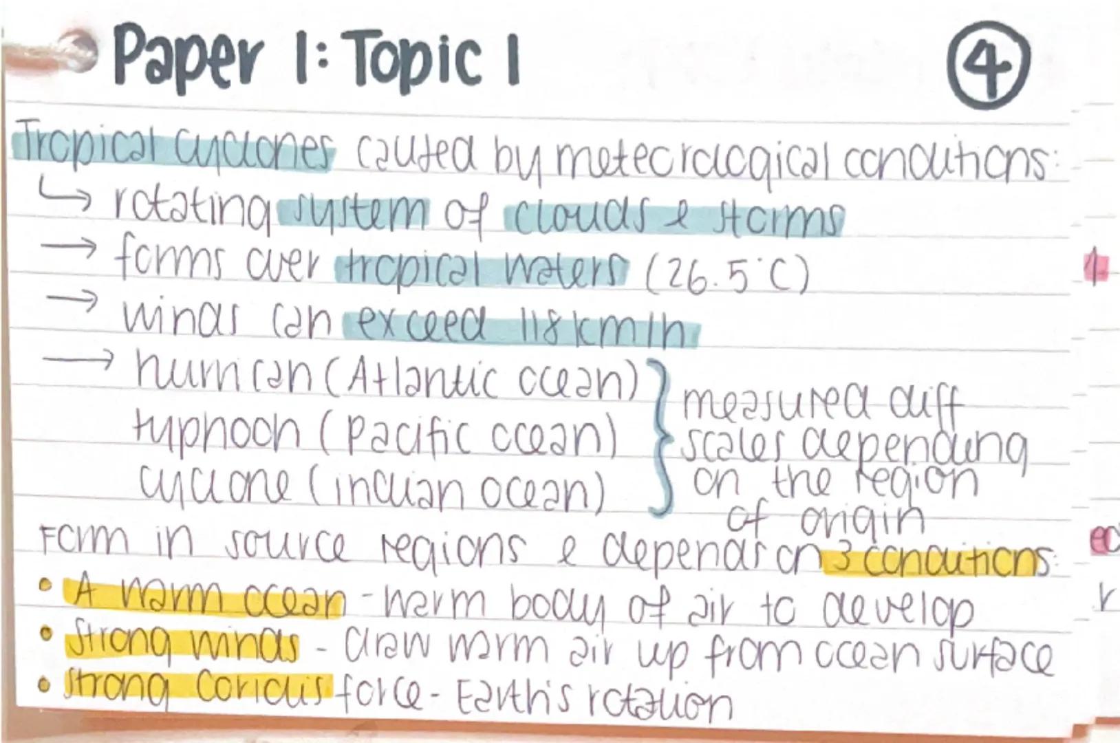 # Paper 1: Topic 1
Heat distributed by ① pressure differences and
② Ocean currents
① land & sea heat up differently
② cold, salty water sink