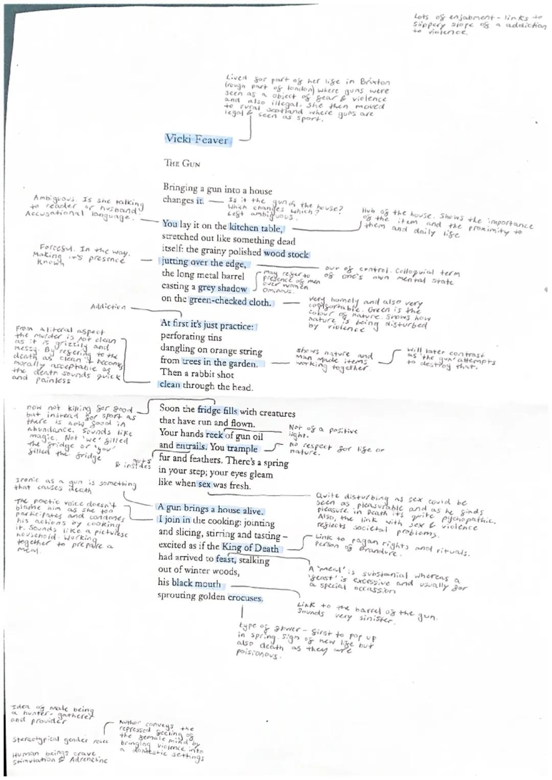 ‘The gun’ By vicki feaver annotations 