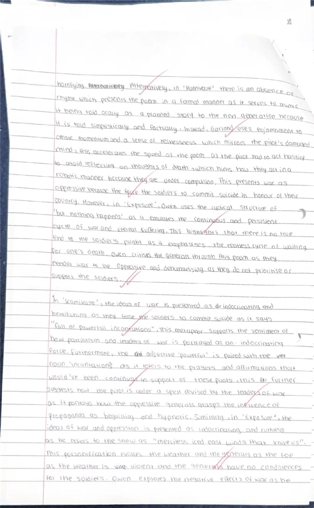 Compare how poets present ideas about war and oppression in 'Kamikaze' and in
One other poem

Bath 'Kamikaze' by Beatrice Garland and 'Expos