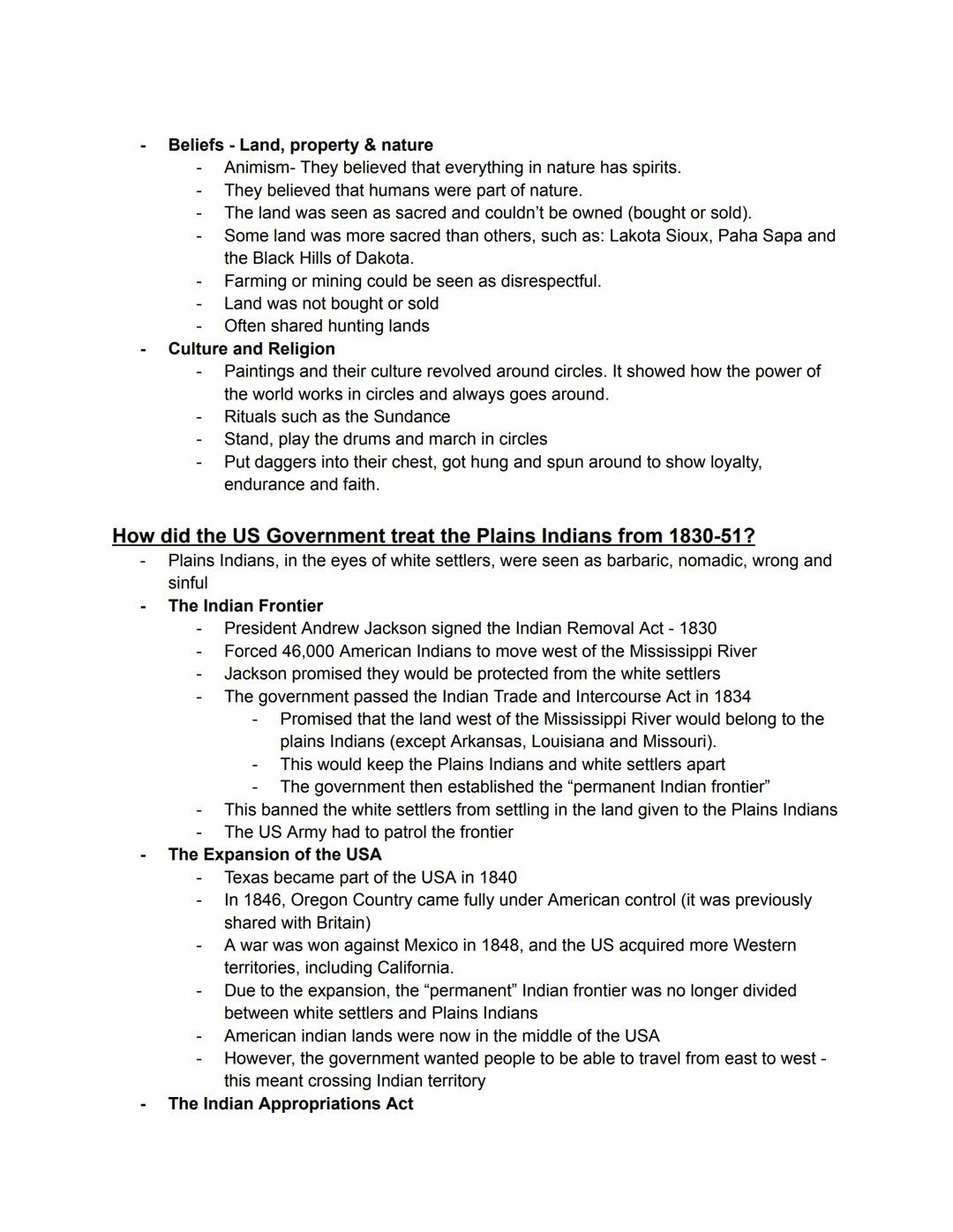# Indian Way of Life

- Parts of the buffalo
    - Rawhide = shields
    - Tanned hides = robes, tipi covers, bags, shoes, leggings
    - In