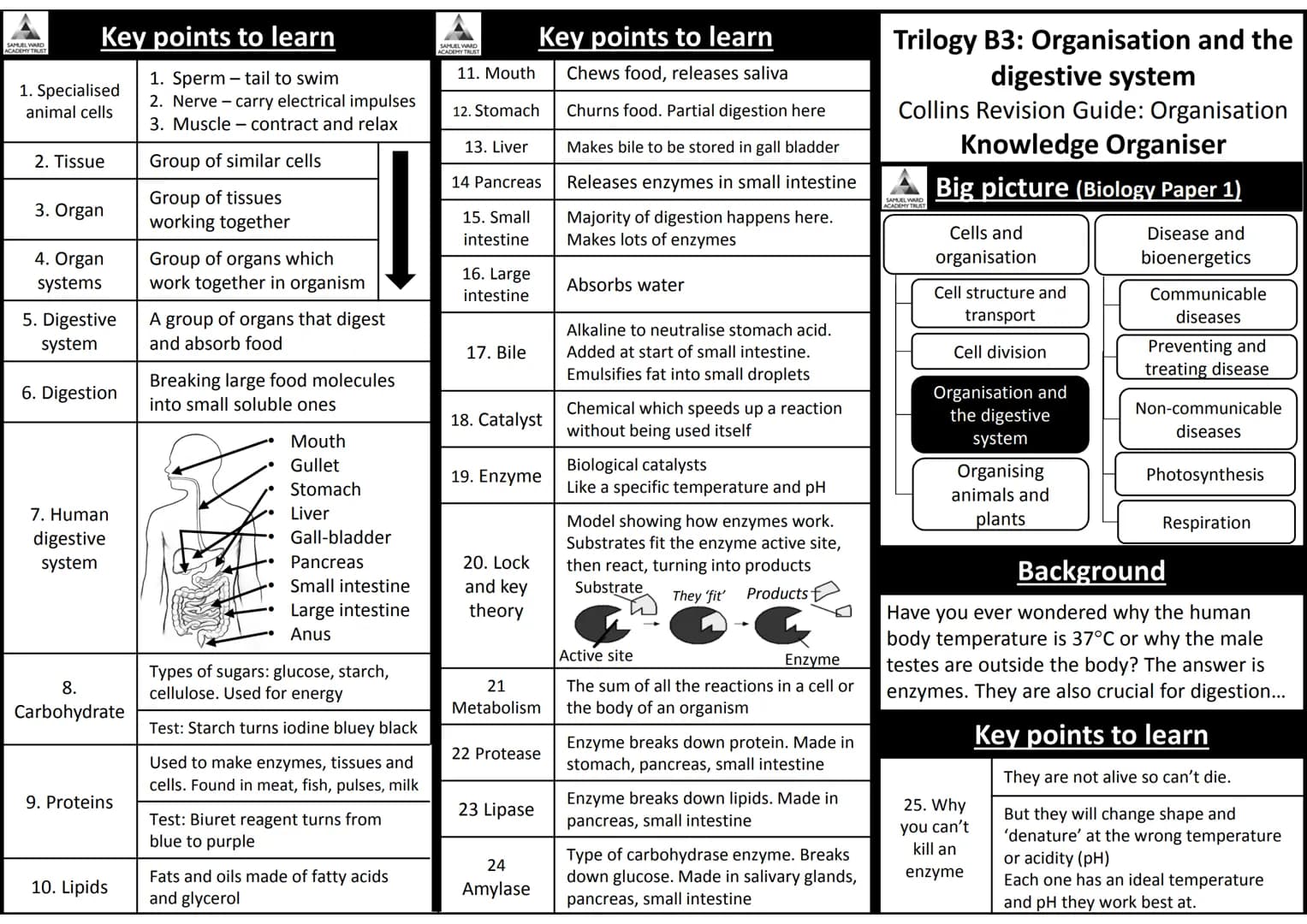 
<p>The AQA Trilogy Science Knowledge Organisers PDF provides a summary of key information for each topic covered. It is important to note t