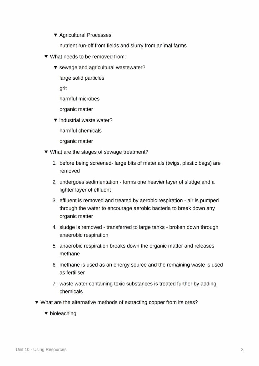 Unit 10 - Using Resources
4.10.1 Using the Earth's Resources and Obtaining
Potable Water
▼ What do humans use the Earth's resources for?
war