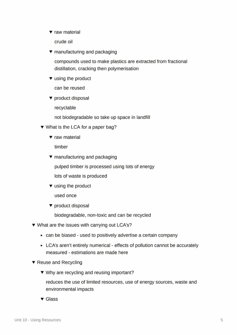 Unit 10 - Using Resources
4.10.1 Using the Earth's Resources and Obtaining
Potable Water
▼ What do humans use the Earth's resources for?
war