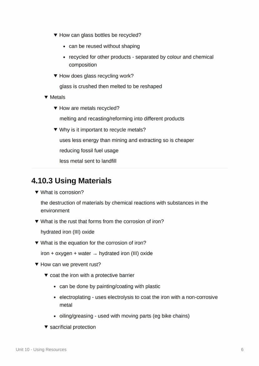 Unit 10 - Using Resources
4.10.1 Using the Earth's Resources and Obtaining
Potable Water
▼ What do humans use the Earth's resources for?
war