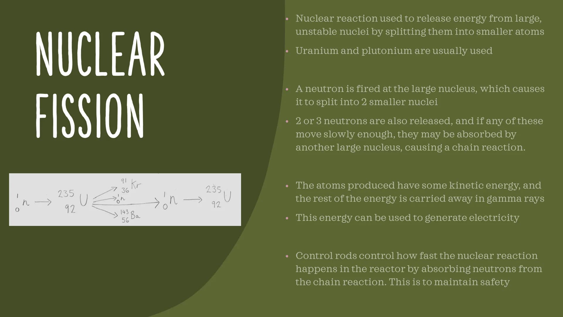 NUCLEAR FUSION AND FISSION NUCLEAR
FISSION
235
92
U
91.
7 36
Pon
Kr
143 Ba
56
zón
235 U
92
• Nuclear reaction used to release energy from la