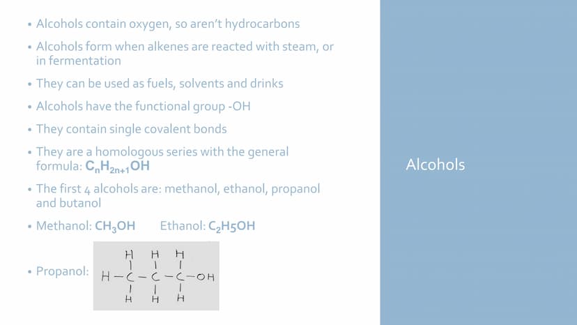 ORGANIC
CHEMISTRY
Hydrocarbons, alkanes,
alkenes, alcohols,
carboxylic acids and
esters Hydrocarbons
Compounds made up of only hydrogen and 