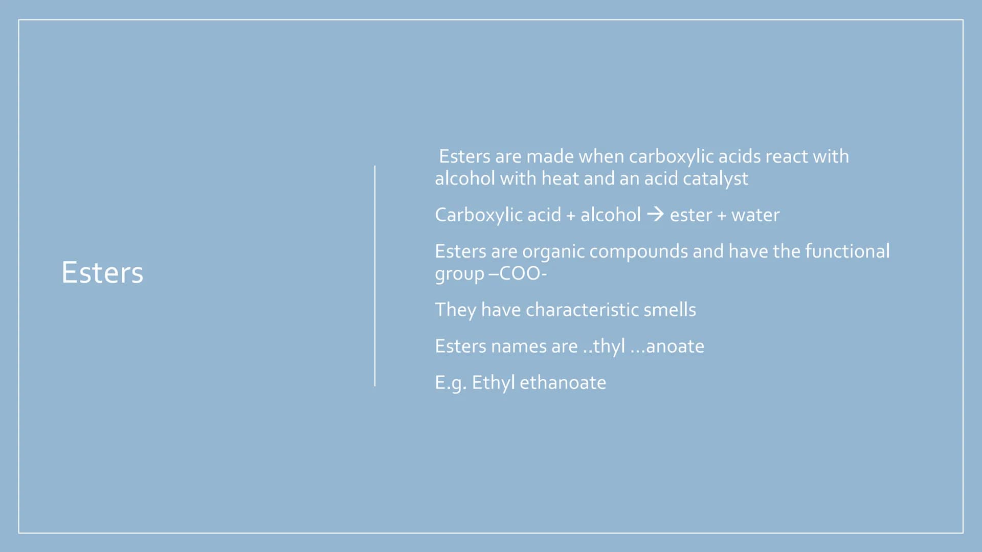 ORGANIC
CHEMISTRY
Hydrocarbons, alkanes,
alkenes, alcohols,
carboxylic acids and
esters Hydrocarbons
Compounds made up of only hydrogen and 