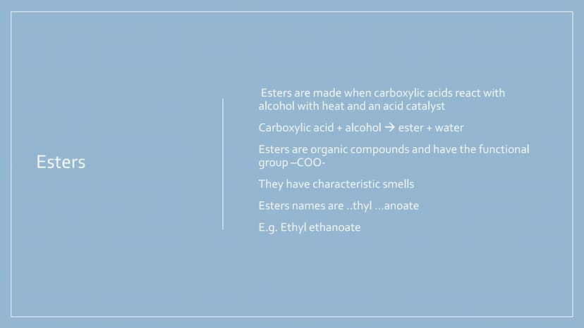 ORGANIC
CHEMISTRY
Hydrocarbons, alkanes,
alkenes, alcohols,
carboxylic acids and
esters Hydrocarbons
Compounds made up of only hydrogen and 