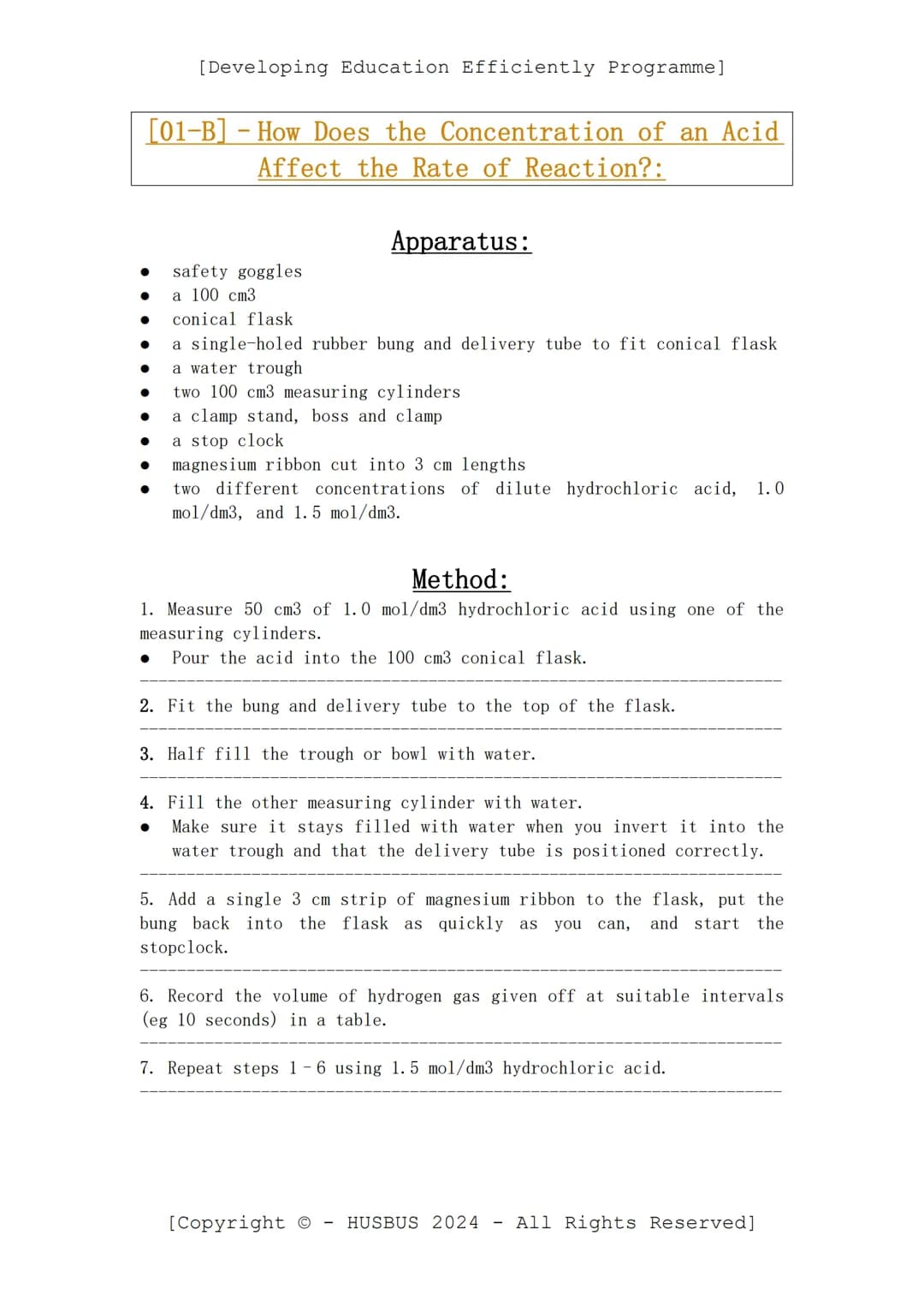 [Developing Education Efficiently Programme]
D.E.E. P. Required Practicals - Chemistry Paper 02
(Verified From AQA Combined Science Specific