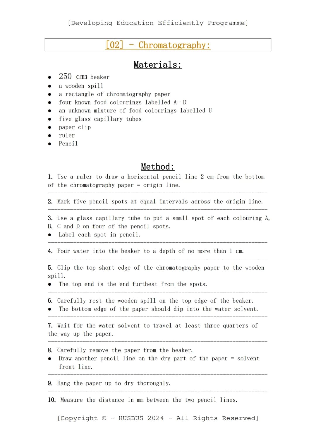 [Developing Education Efficiently Programme]
D.E.E. P. Required Practicals - Chemistry Paper 02
(Verified From AQA Combined Science Specific