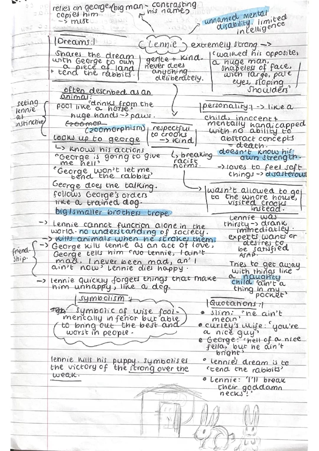 of mice and men character analysis note pages 