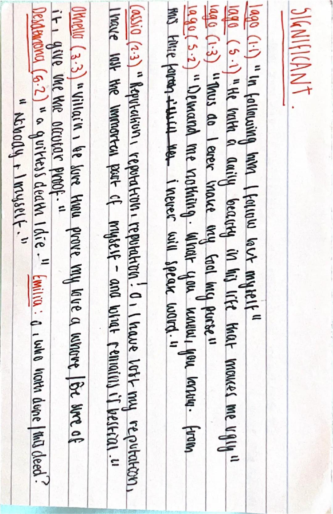 AQA A-Level English Literature:  Othello Quotes 