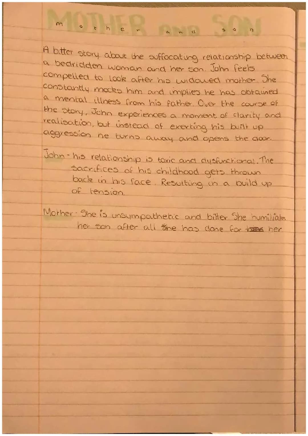 Easy Analysis of Mother and Son by Iain Crichton Smith with Themes and Quotes