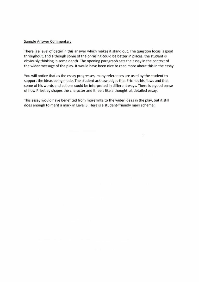 1
Exam Task 1 - An Inspector Calls
How far does Priestley present Eric as an admirable character?
Write about:
• what Eric says and does in 