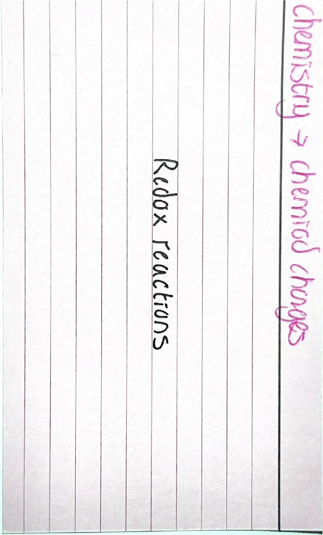 →
chemistry chemical charges
Seperating metds from meto oxides. OILRIG for electrons
oxidation- goning oxygan
reduction = loss of oxygen
how