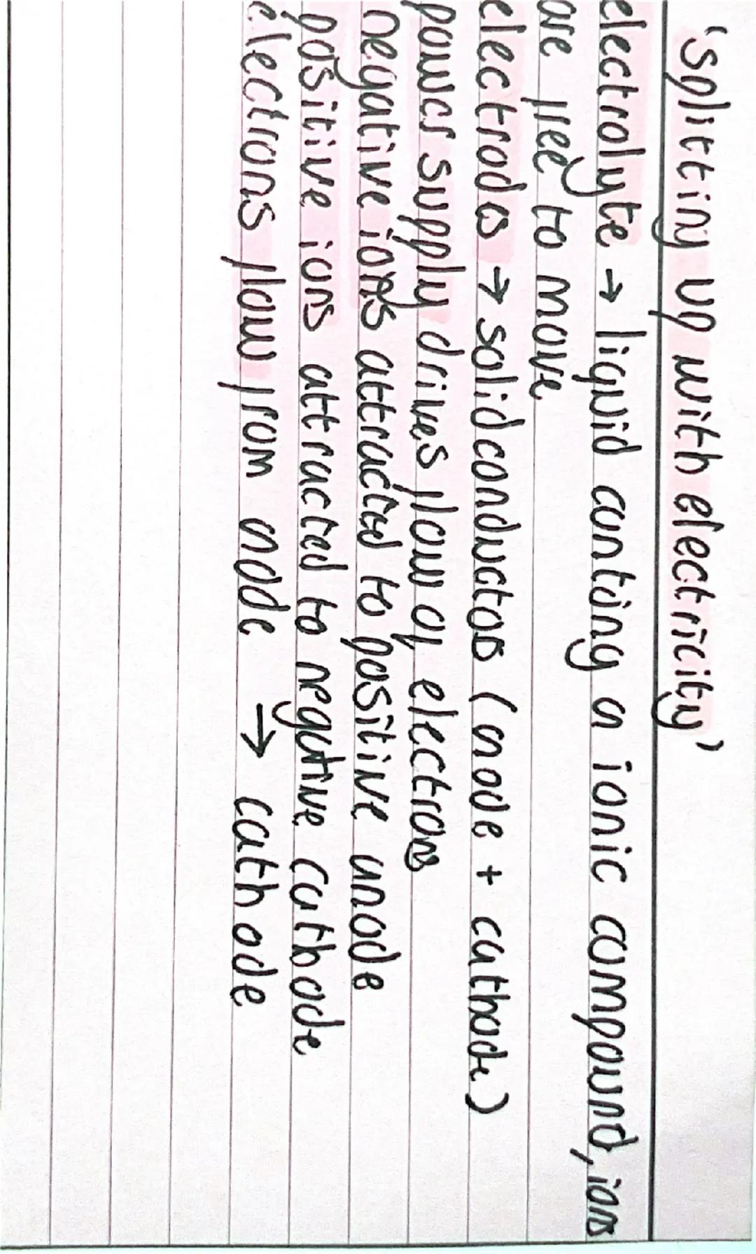 →
chemistry chemical charges
Seperating metds from meto oxides. OILRIG for electrons
oxidation- goning oxygan
reduction = loss of oxygen
how