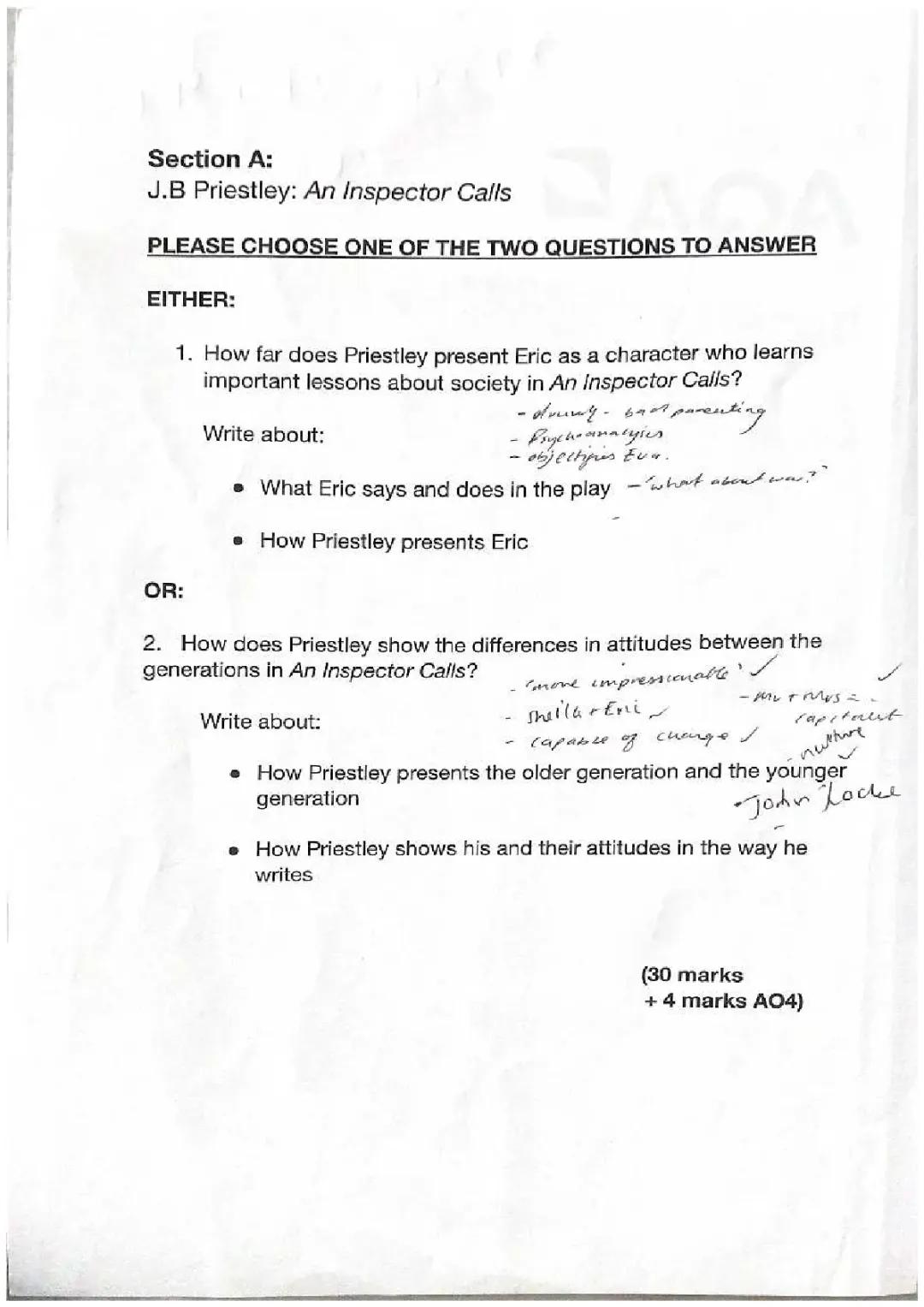 GCSE An Inspector Calls Grade Nine Answer