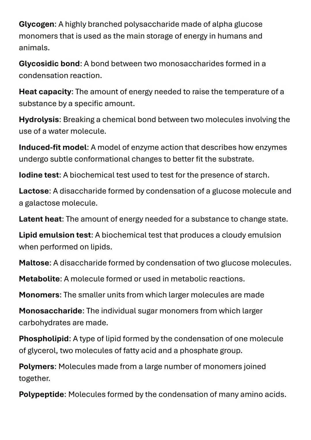 # AQA A-LEVEL BIOLOGY

# KEYWORDS

# TOPICS 1-8 # Topic 1 - Biological Molecules

Adenosine triphosphate (ATP): A molecule that acts as the 