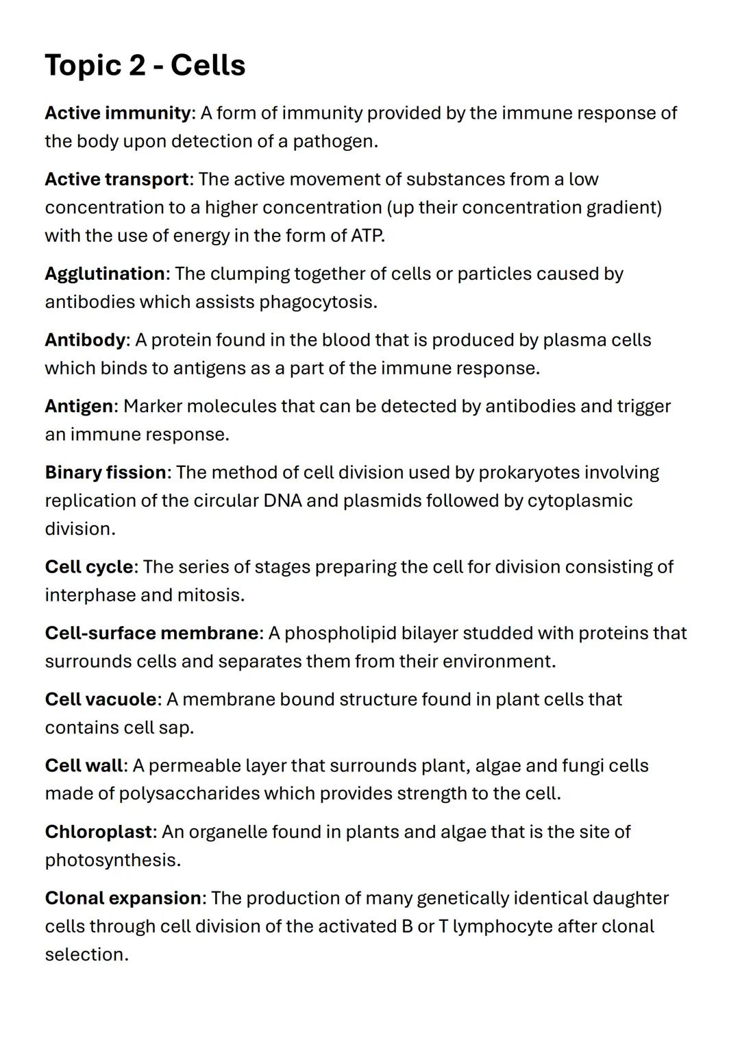 # AQA A-LEVEL BIOLOGY

# KEYWORDS

# TOPICS 1-8 # Topic 1 - Biological Molecules

Adenosine triphosphate (ATP): A molecule that acts as the 